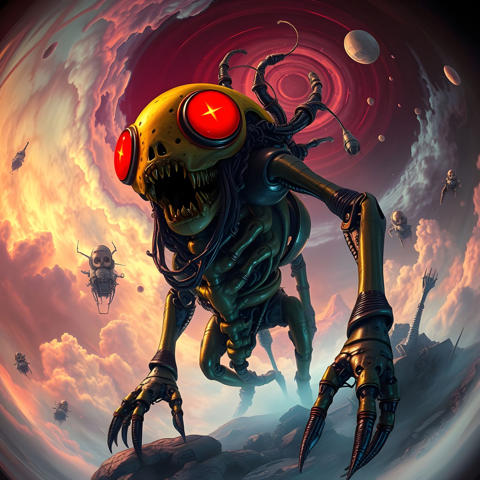 Biomechanical Horror in Neon-Lit Dystopia