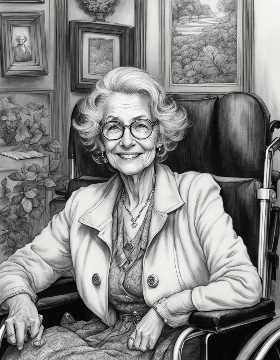 Attractive older woman in a wheelchair