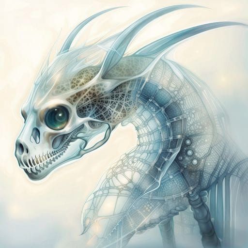 Translucent Dragon Skeleton in Sci-Fi X-Ray Concept