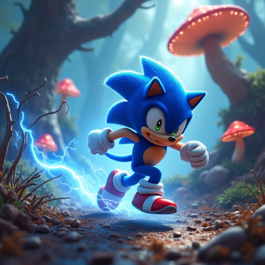 Sonic Leaps Through Fantasy Landscape