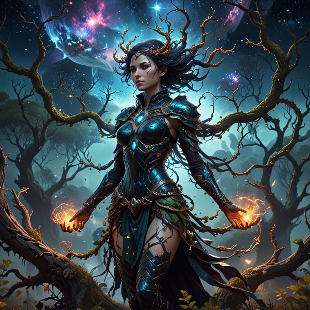 Morrigan Goddess in Cosmic Landscape