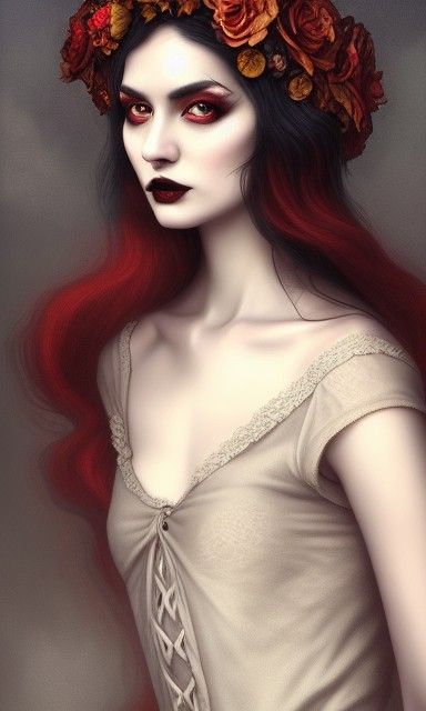 Gothic Romance Portrait of a Beautiful Androgynous Woman
