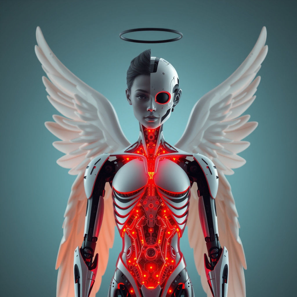 Dualistic Cyborg Angel: Organic Meets Mechanical