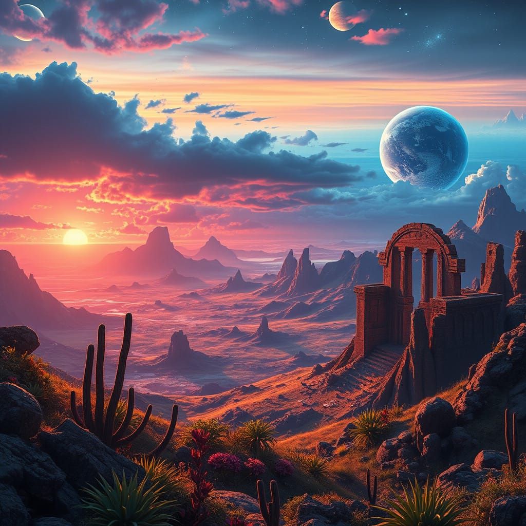 Distant Galaxy Landscape in Vibrant Colors