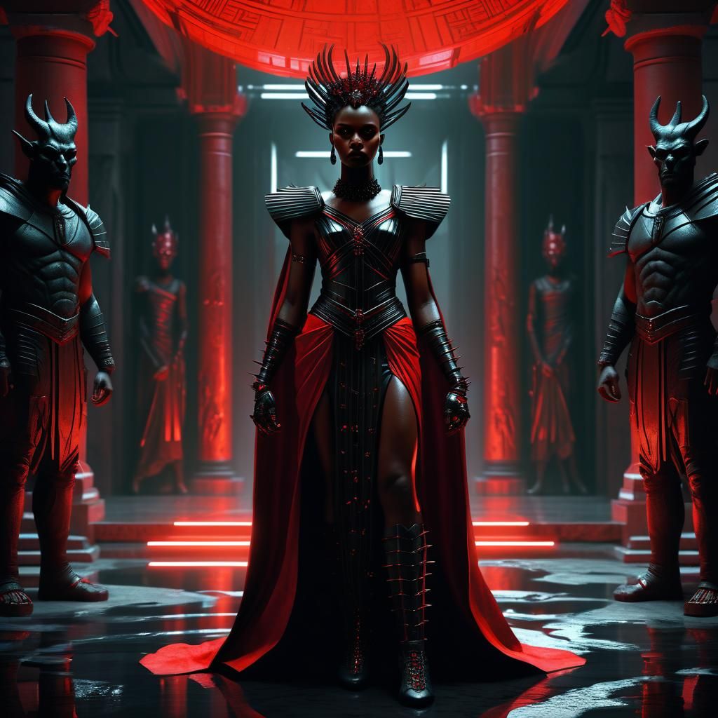 Persephone in Obsidian Palace: Sci-Fi Hellenistic Art