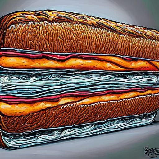 Surreal Political Sandwich in Acrylic Art Style