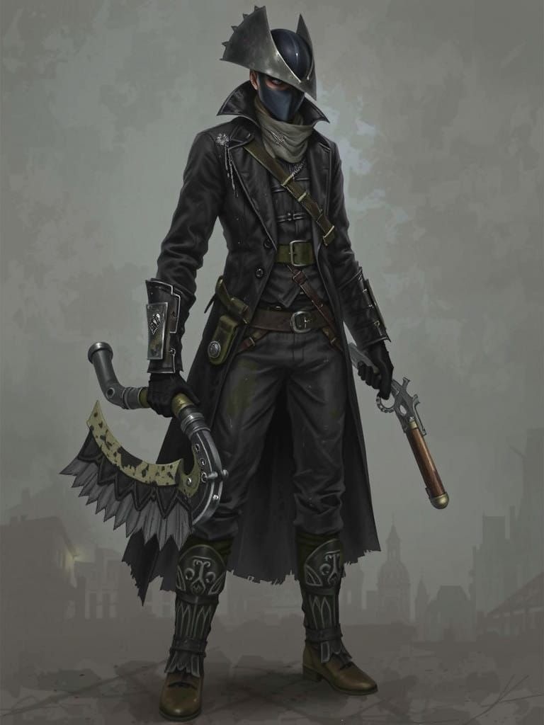 Gothic Hunter in Dark Victorian Cityscape