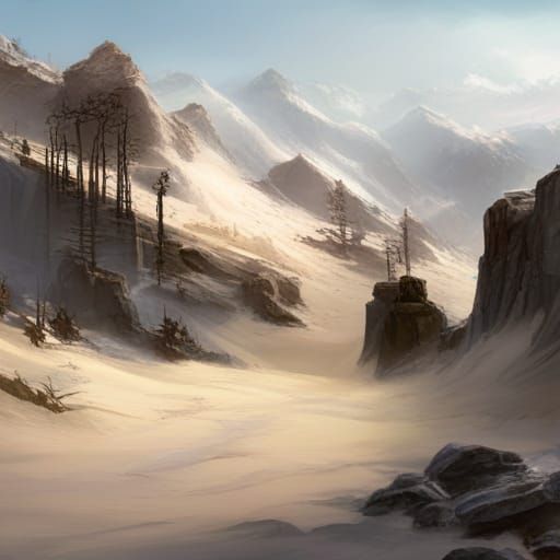 Majestic Mountain Paths in Photorealistic Style