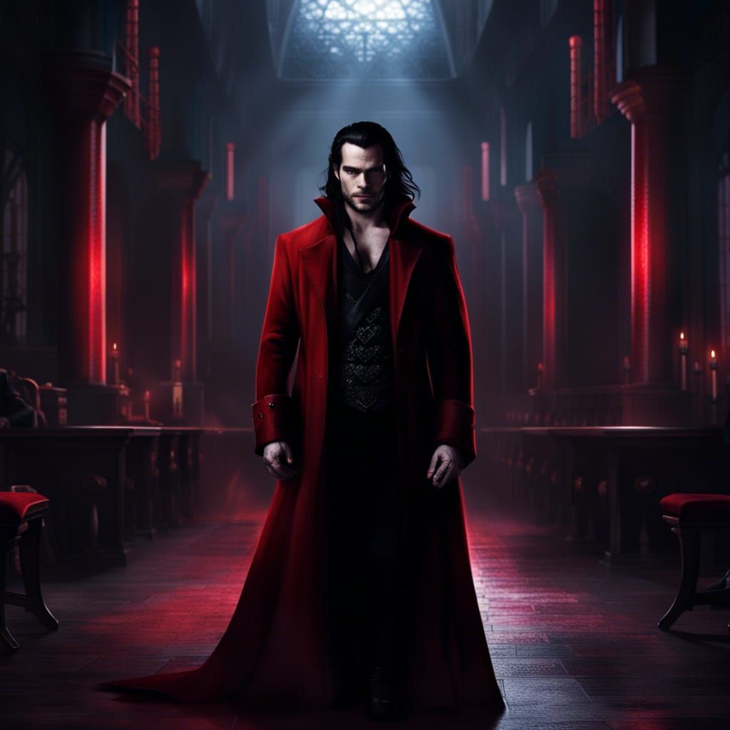 Intimidating Dark Fantasy Character in Ballroom