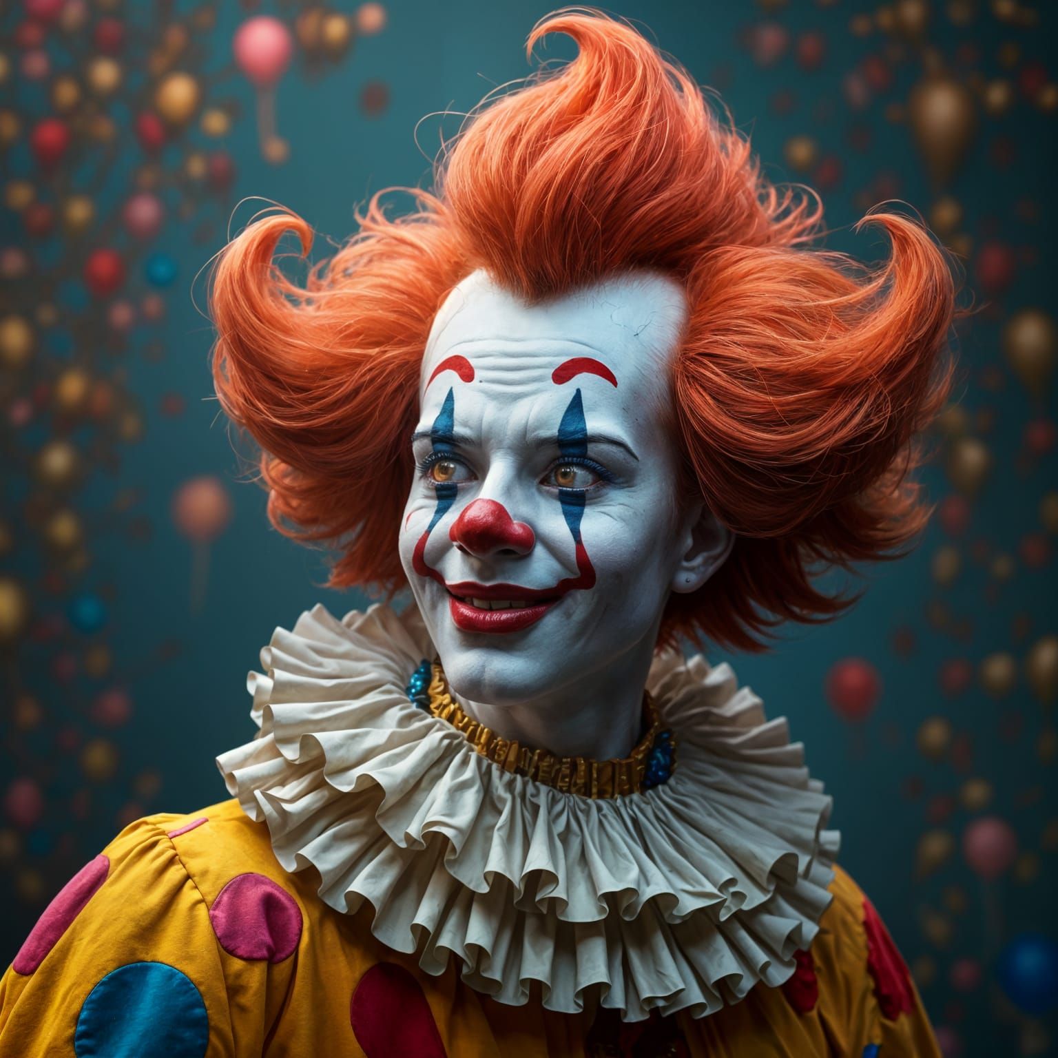 Vibrant Clown Portrait in Hyper-Realistic Art Nouveau Style