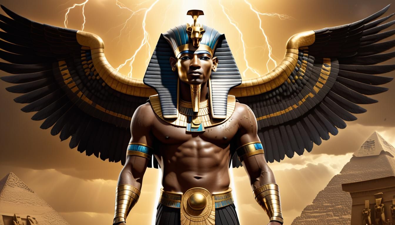 Horus, Egyptian God of the Sky, in Hyperrealistic Style
