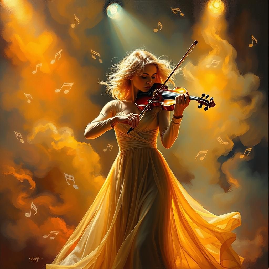 Stunning Blonde Violinist in a Surreal Concert
