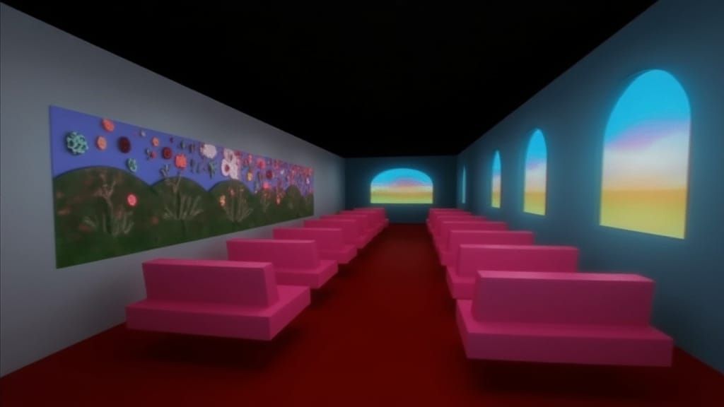 Elegant Tropical Oasis in Minimalist 3D Style