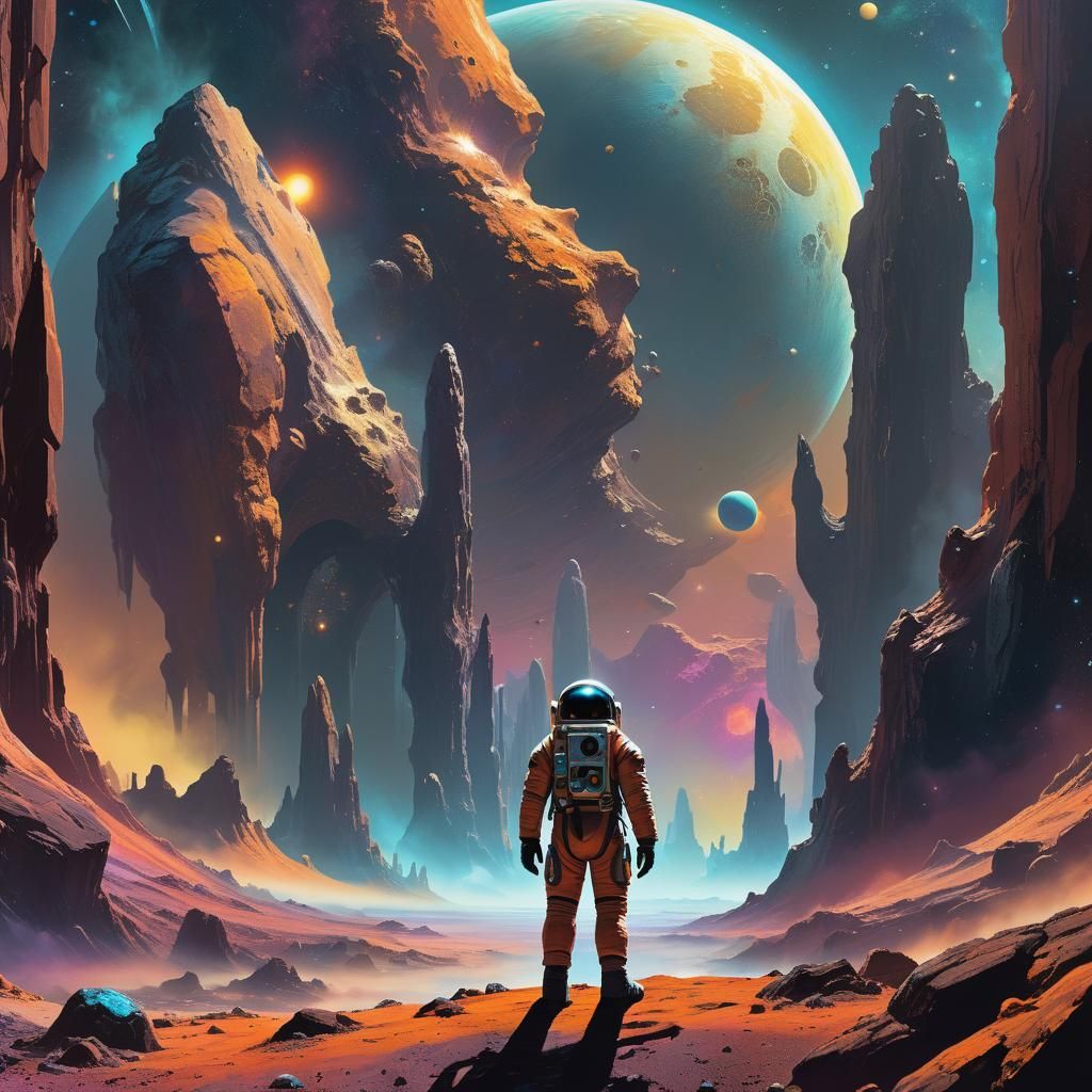 Astronaut on Alien Planet: Sci-Fi Concept Art