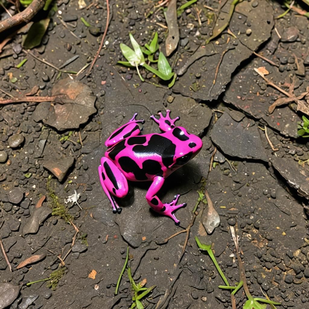 Neon Pink and Black Poison Dart Frog