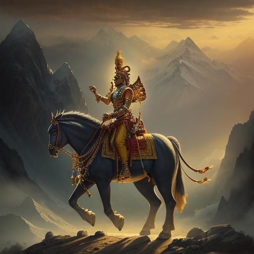 Majestic Ganesha in Stormy Himalayas, Digital Matte Painting