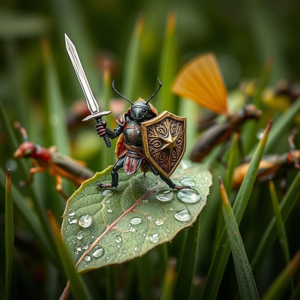 Miniature Beetle Knight in Leaf Armor