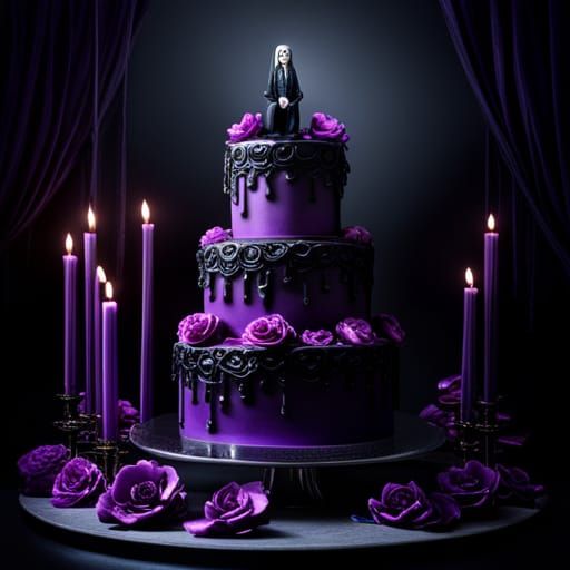 Gothic Horror Cake with Roses, in Maximalist Style