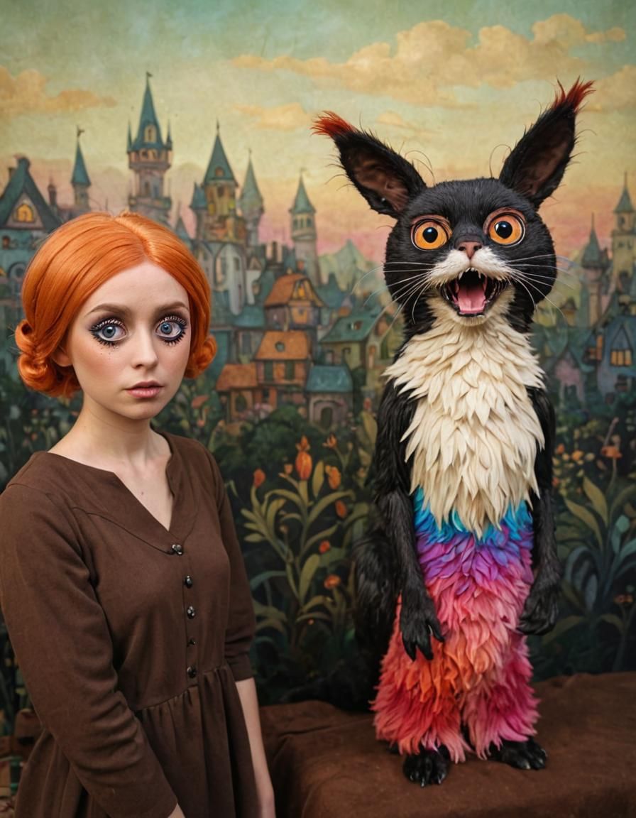 Grumpy Doll in Psychedelic Art Nouveau Style