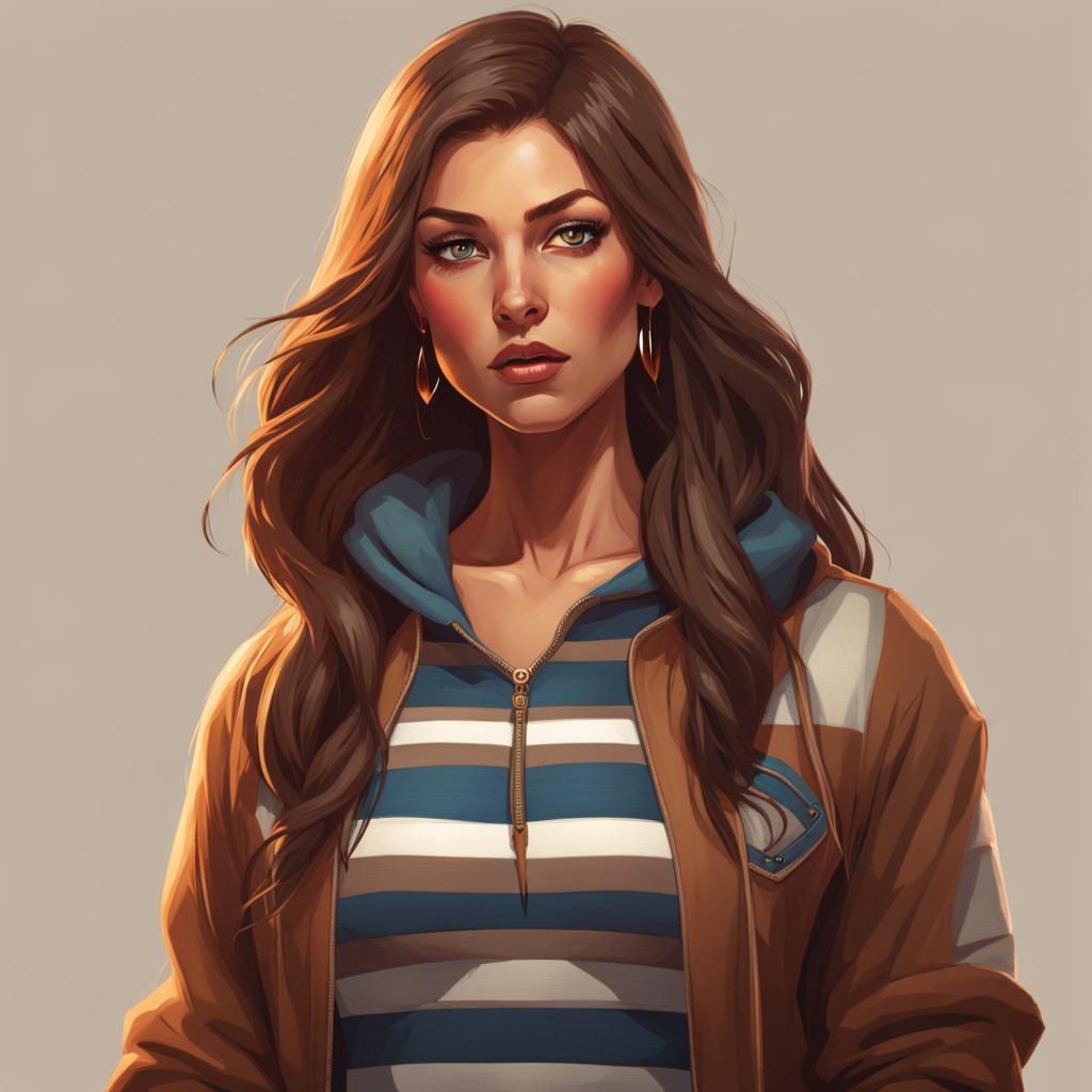 Detailed Portrait of a Woman in Casual Style