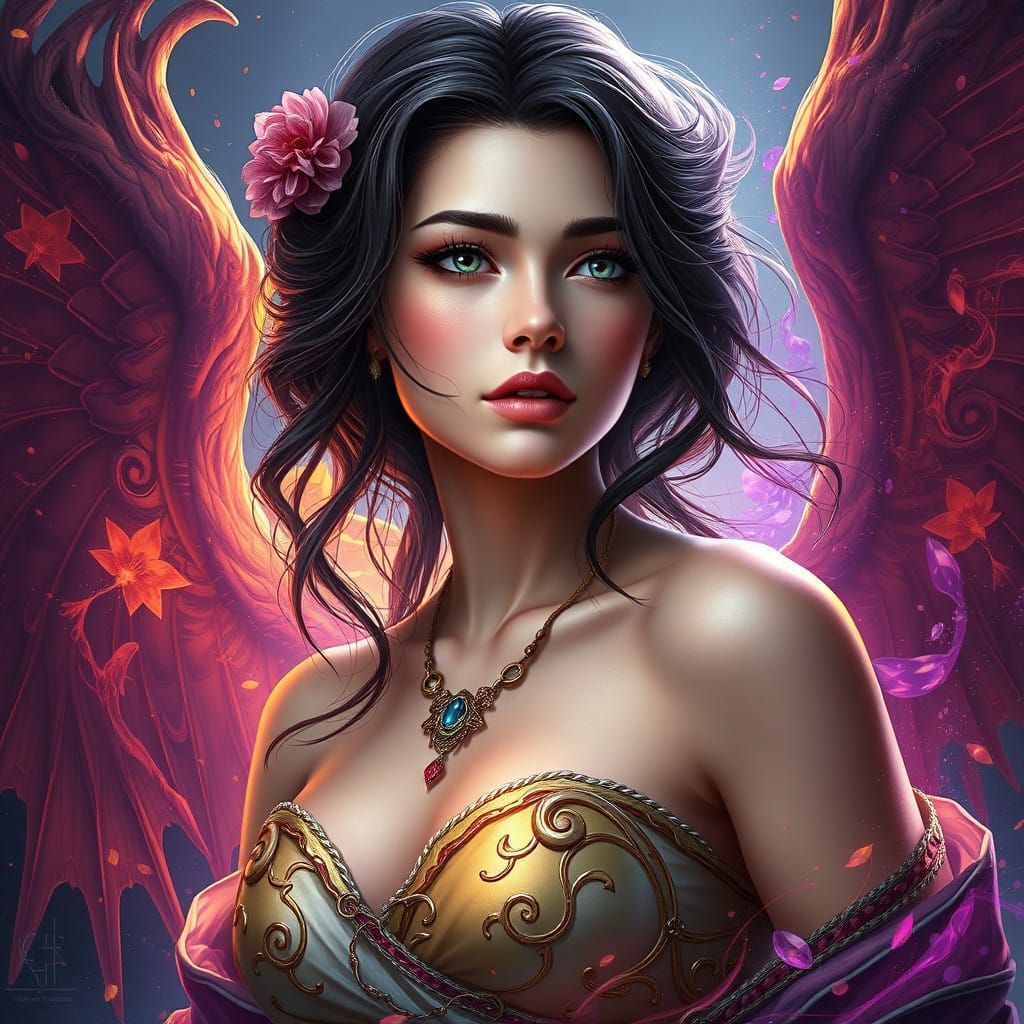 Ethereal Fantasy Woman in Vibrant Splendor