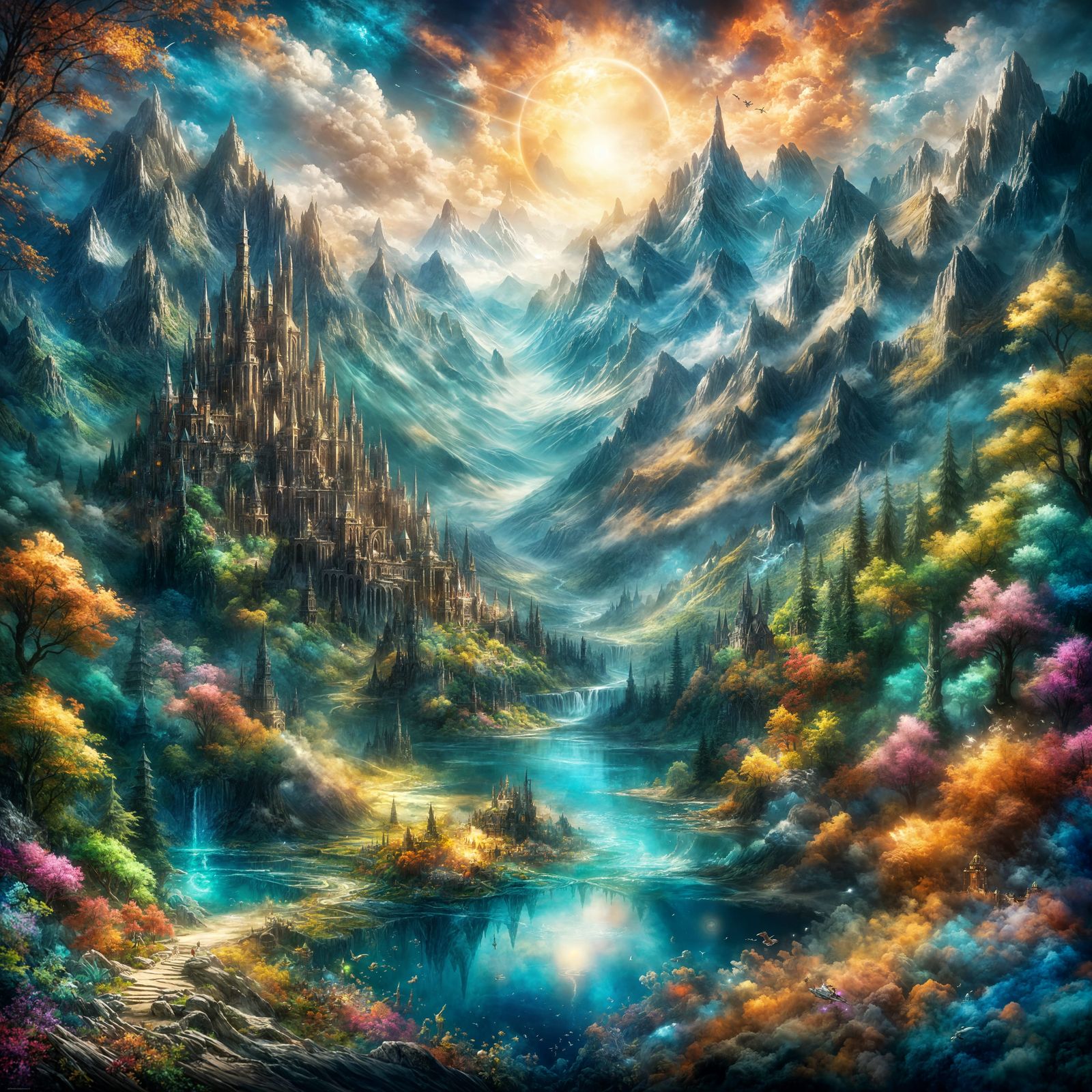 Fantasy Landscape in Chalk Art Style