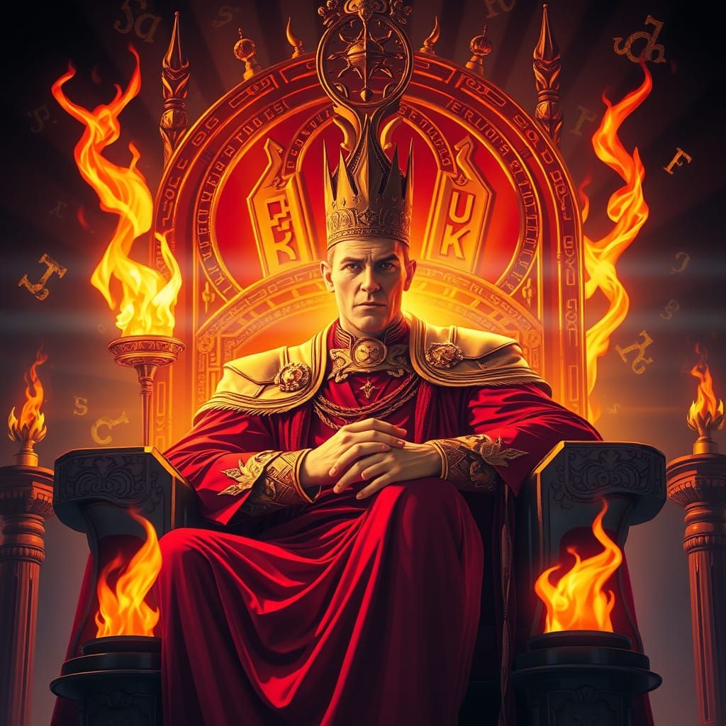 King Elderen on Throne in Surreal Style
