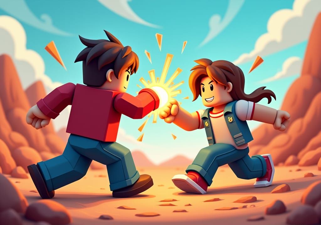 Pixelated Characters in Blocky Retro Battle