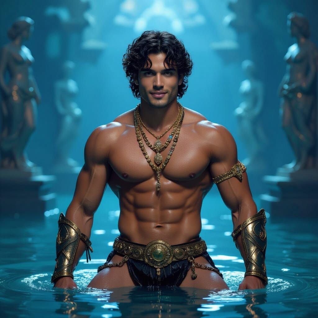 Muscular Man in Ornate Armor in Baroque Setting