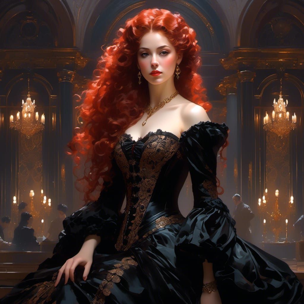 Rococo Lady in Leather and Lace Portrait