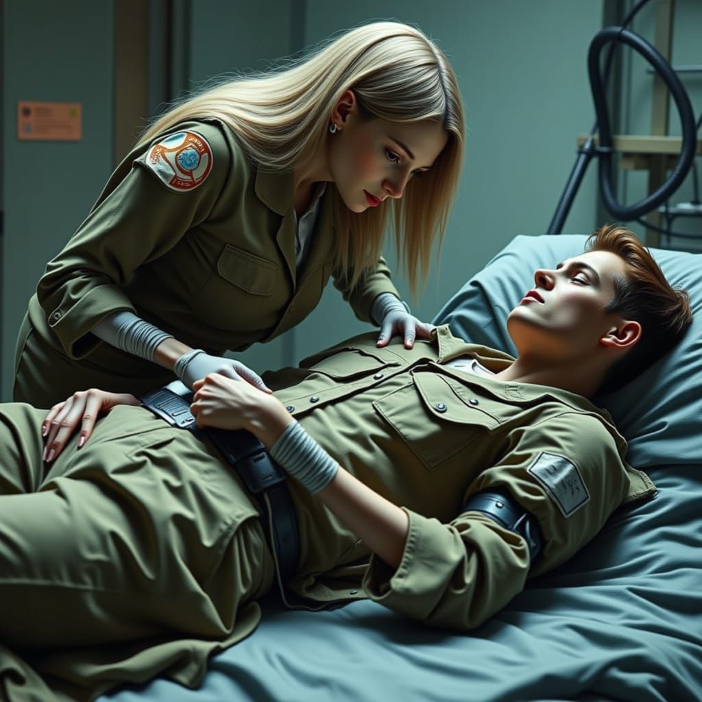 Wounded Soldier Recuperating, in a Futuristic Style