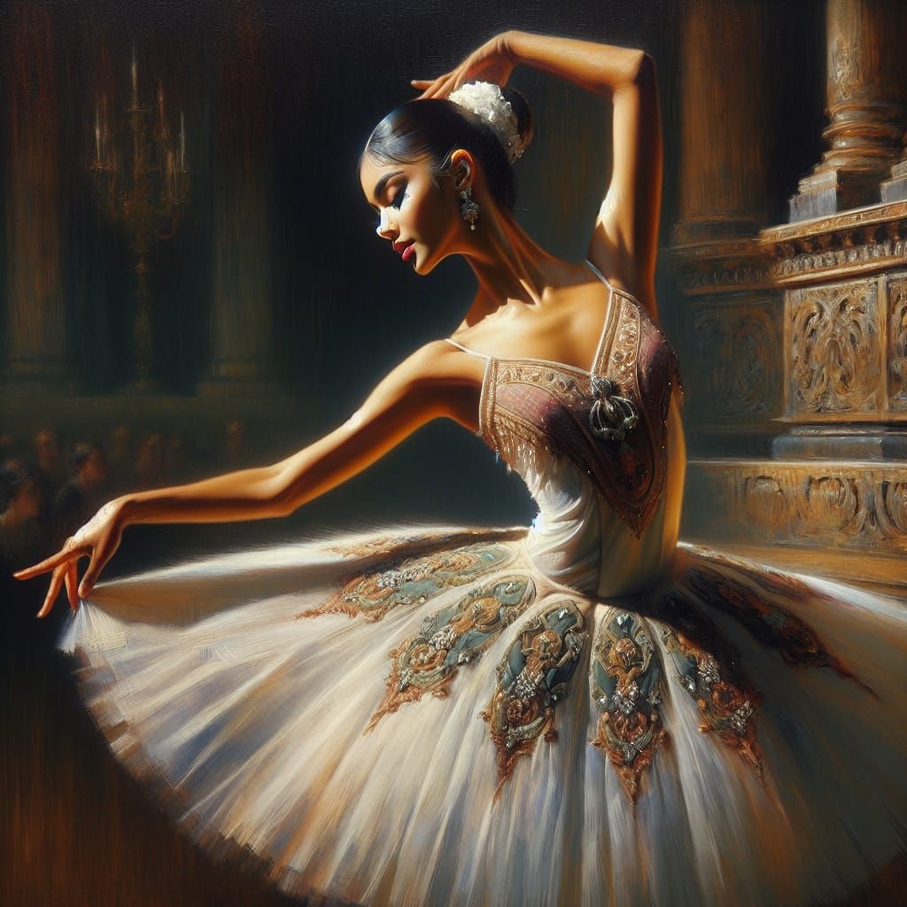 epic oil painting beautiful ballerina