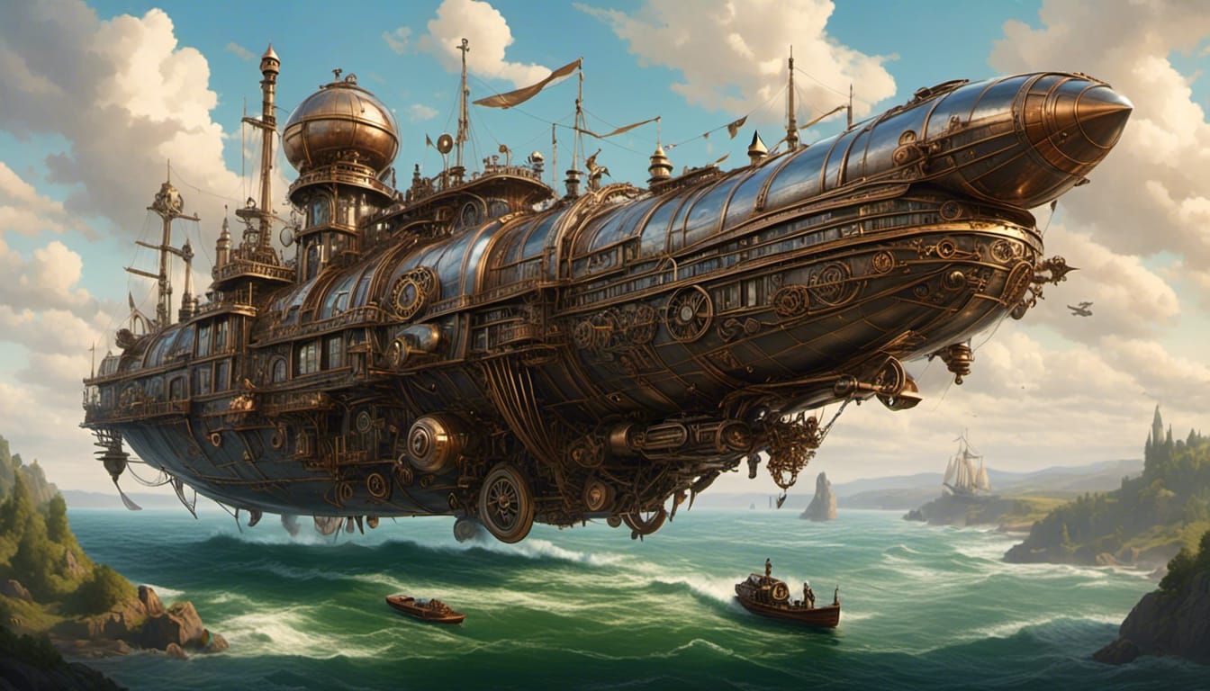 Celtic Steampunk Starship Approaches