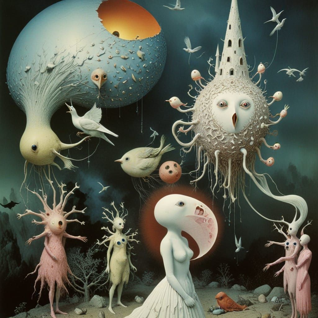 Surreal Bird Photo in Vintage Style