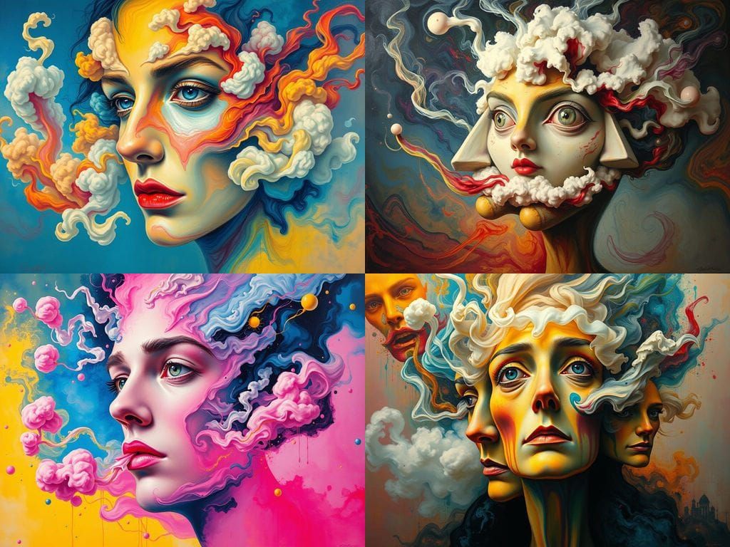 "Illusionary faces made of clouds, smoke or splashes of paint are dreamy and surrealistic images inspired by the work of...