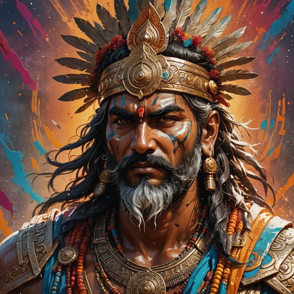 Hyperrealistic Hindu Warrior: Detailed Concept Art