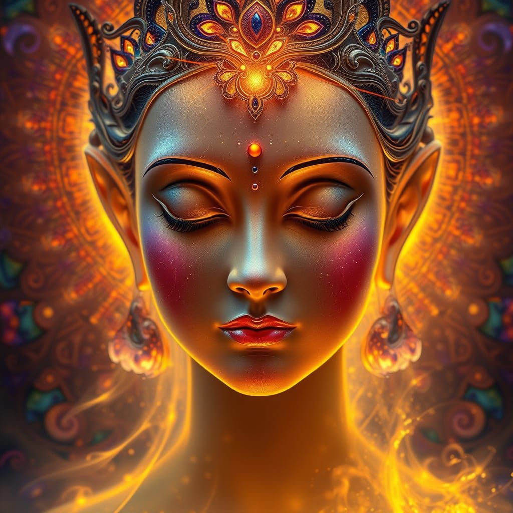 Mystical Being Embodies Wonder in Soft, Golden Light