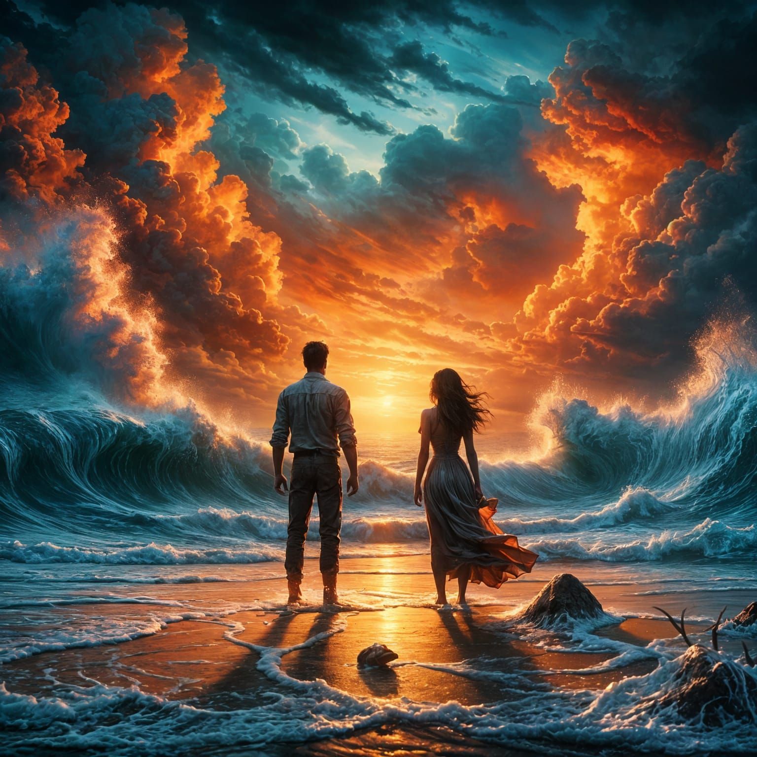 Deserted Beach Twilight: Shattered Dreams