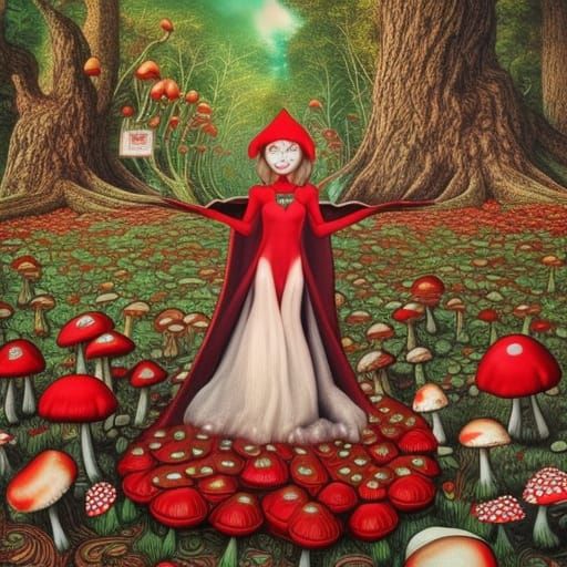 Mushroom Woman Portrait in Surreal Fantasy Style