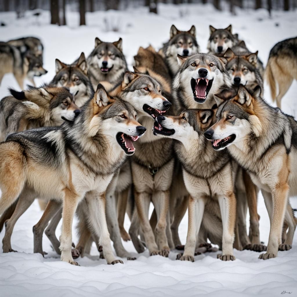 Wolves Enjoying Playful Activities
