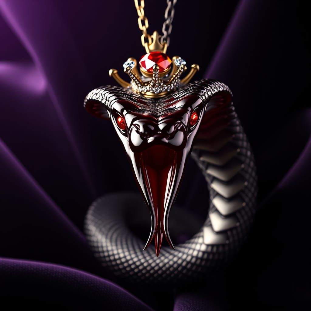 Luxurious Black Cobra Necklace in High-Poly 3D