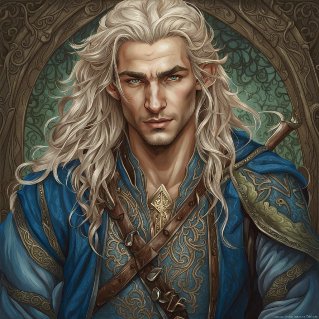 Ornate Portrait of Handsome Elven Rogue