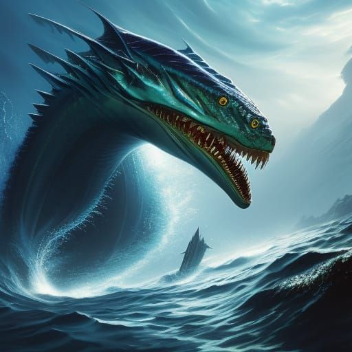 Terrifying Leviathan in Dark Fantasy Style