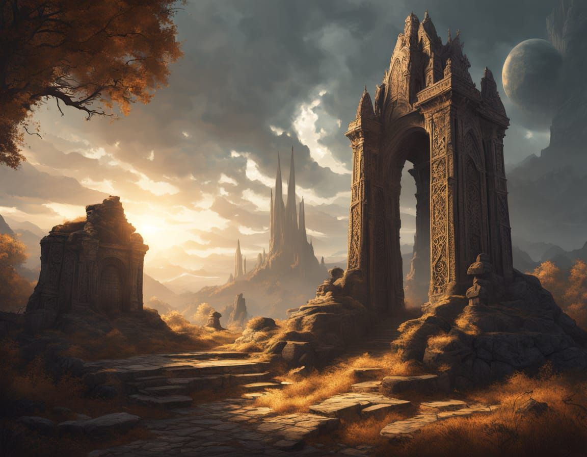 Majestic Ancient Monument in Epic Fantasy Style
