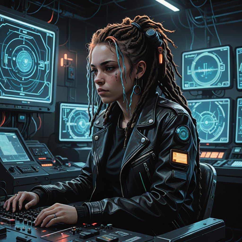 Cybergoth Hacker Valkyrie in Neon-Lit Cyberpunk Style