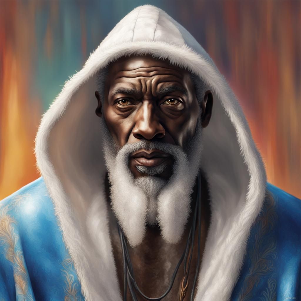 Hyperrealistic Portrait of an Older Man with White Hair