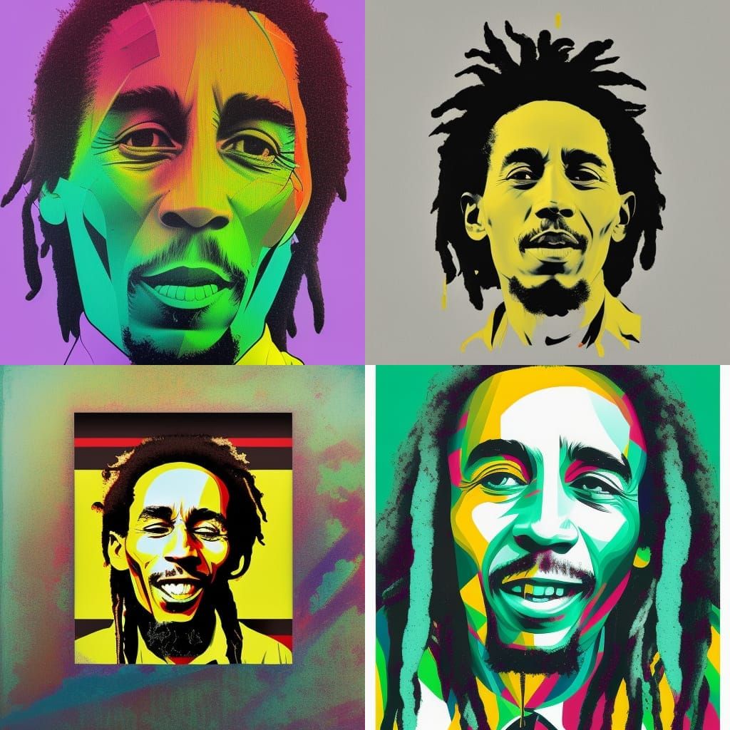 Bob Marley Pop Art Screen Print in Triadic Colors