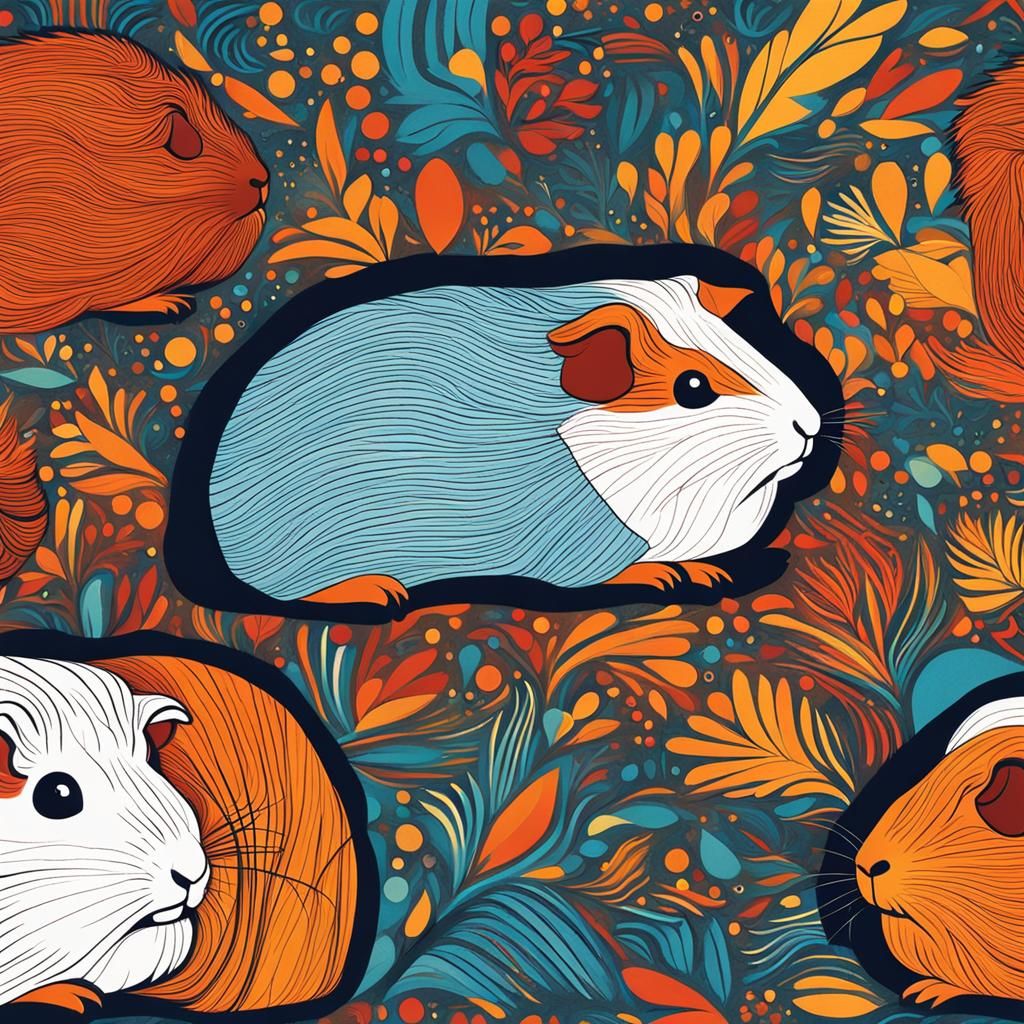 Abstract Guinea Pig Art with Complementary Colors