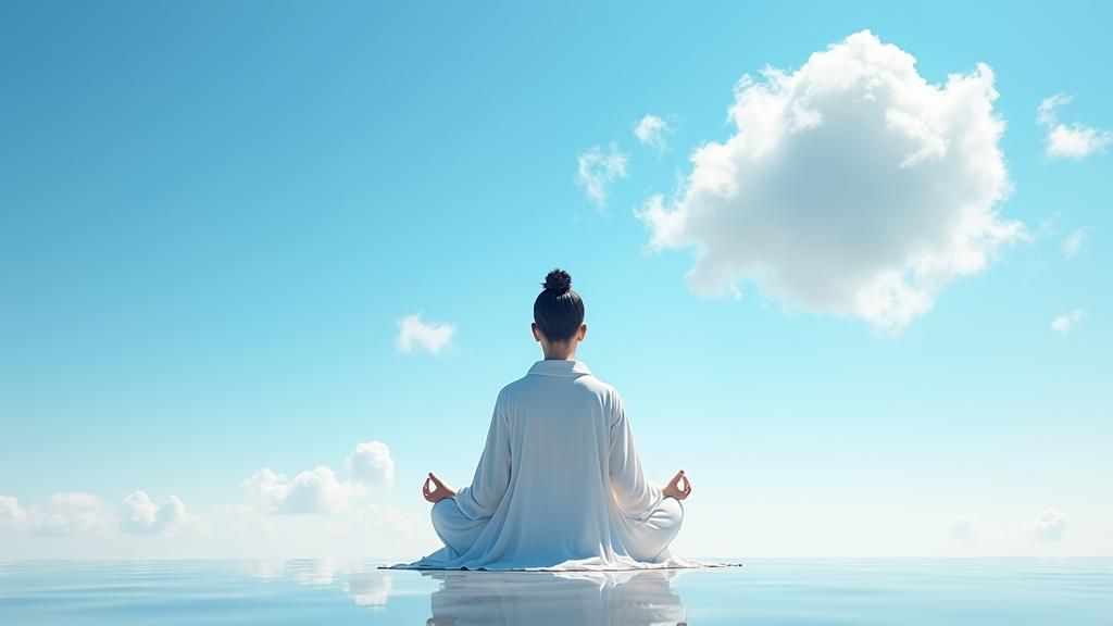 Meditating Figure in Serene Digital Art Style