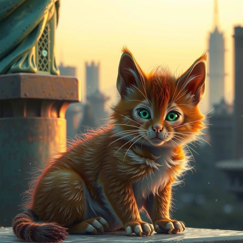 Whimsical Forest Feline in Mystic Realism Style